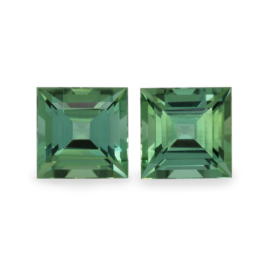 Tourmaline Pair - green, square, 7.5x7.5 mm, 4.59 cts, No. TR10801