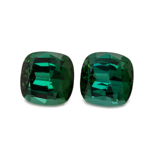 Tourmaline Pair - green, cushion, 13x13 mm, 21.07 cts, No. TR22001