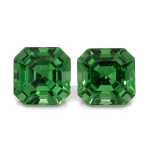 Tsavorit Paar - grün, asscher, 4x4 mm, 0.73 cts, Nr. TS91011