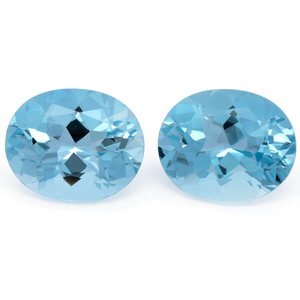 Aquamarin Paar - blau, oval, 11.2x9.1 mm, 6.78 cts, Nr. A99093