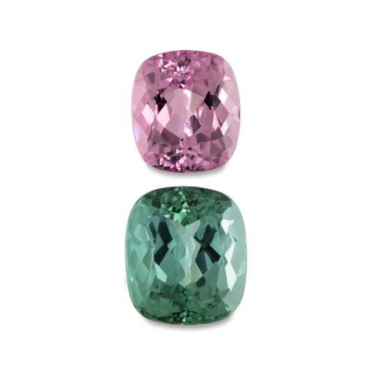 Tourmaline Set - pink/green, cushion, 8x7 & 9x8 mm, 5.03 cts, No. SET99016
