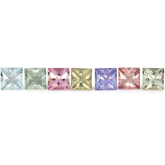 Pastellfarben im Set - bunt, rechteck, 5x5 mm, 3.90 cts, Nr. SET99068