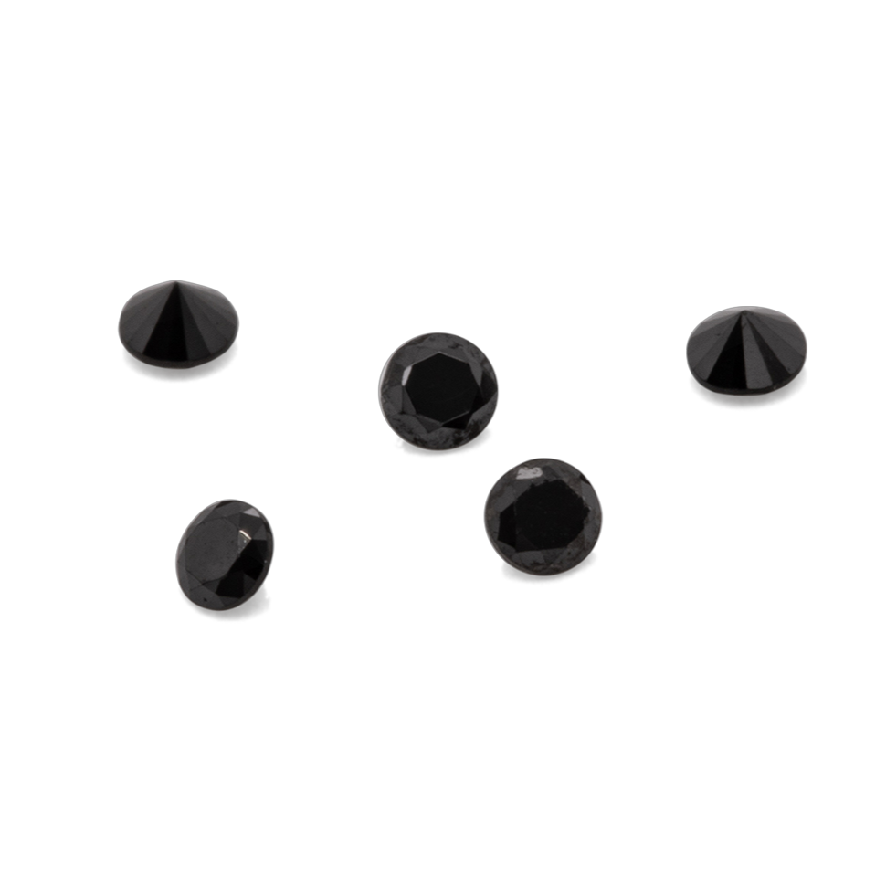 Diamond - black, non-transparent, round, 1.3 mm, approx. 0.01 cts, No. D11057