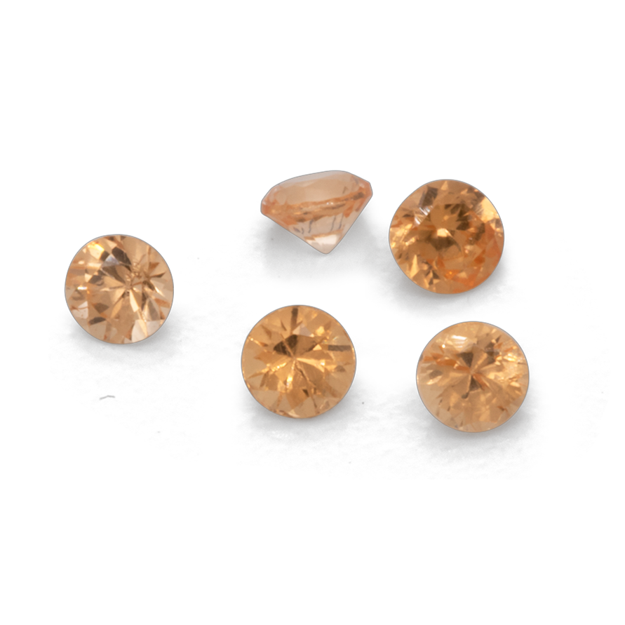 Mandarin Garnet - light orange, round, 1.7x1.7 mm, 0.012-0.025 cts, No. MG33003