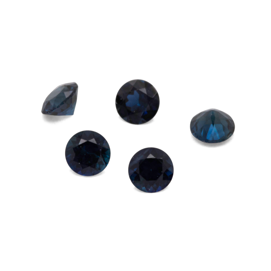 Sapphire - dark blue, round, 1.5x1.5 mm, approx. 0.016 cts, No. XSR11143