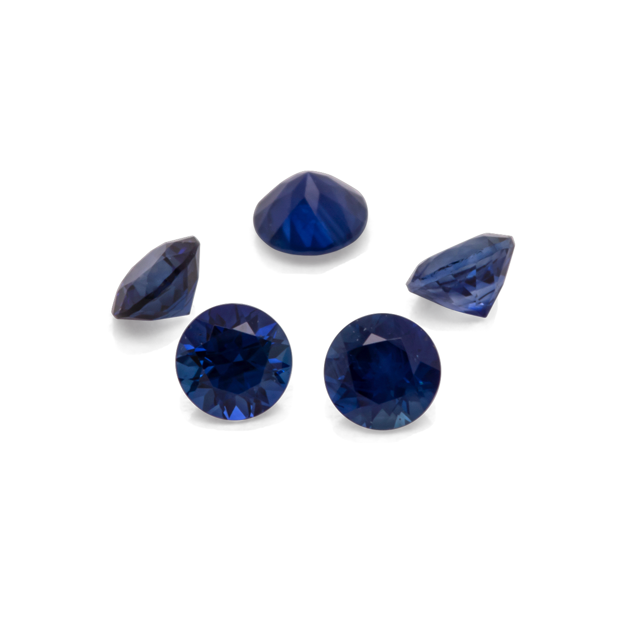 Sapphire - dark blue, round, 2x2 mm, approx. 0.04 cts, No. XSR11153