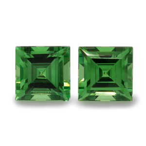 Tsavorite Pair - green, square, 4x4 mm, 0.80 cts, No. TS16001