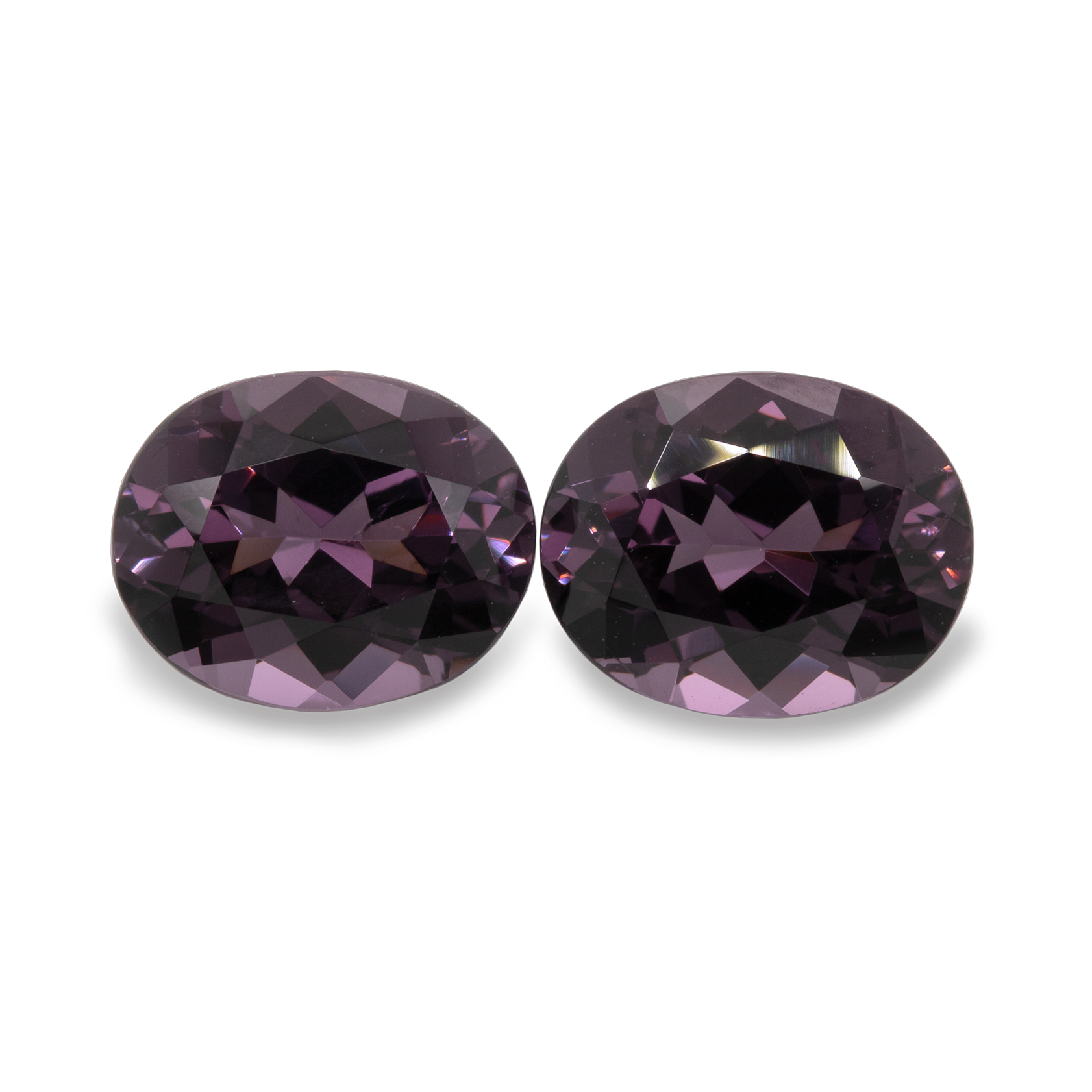 Spinell Paar - lila/grau, oval, 10x8 mm, 6,28 cts, Nr. SP30001