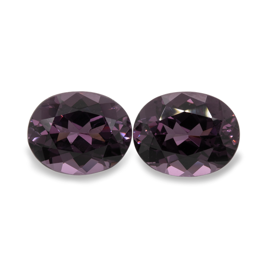 Spinell Paar - lila/grau, oval, 10x8 mm, 6,28 cts, Nr. SP30001