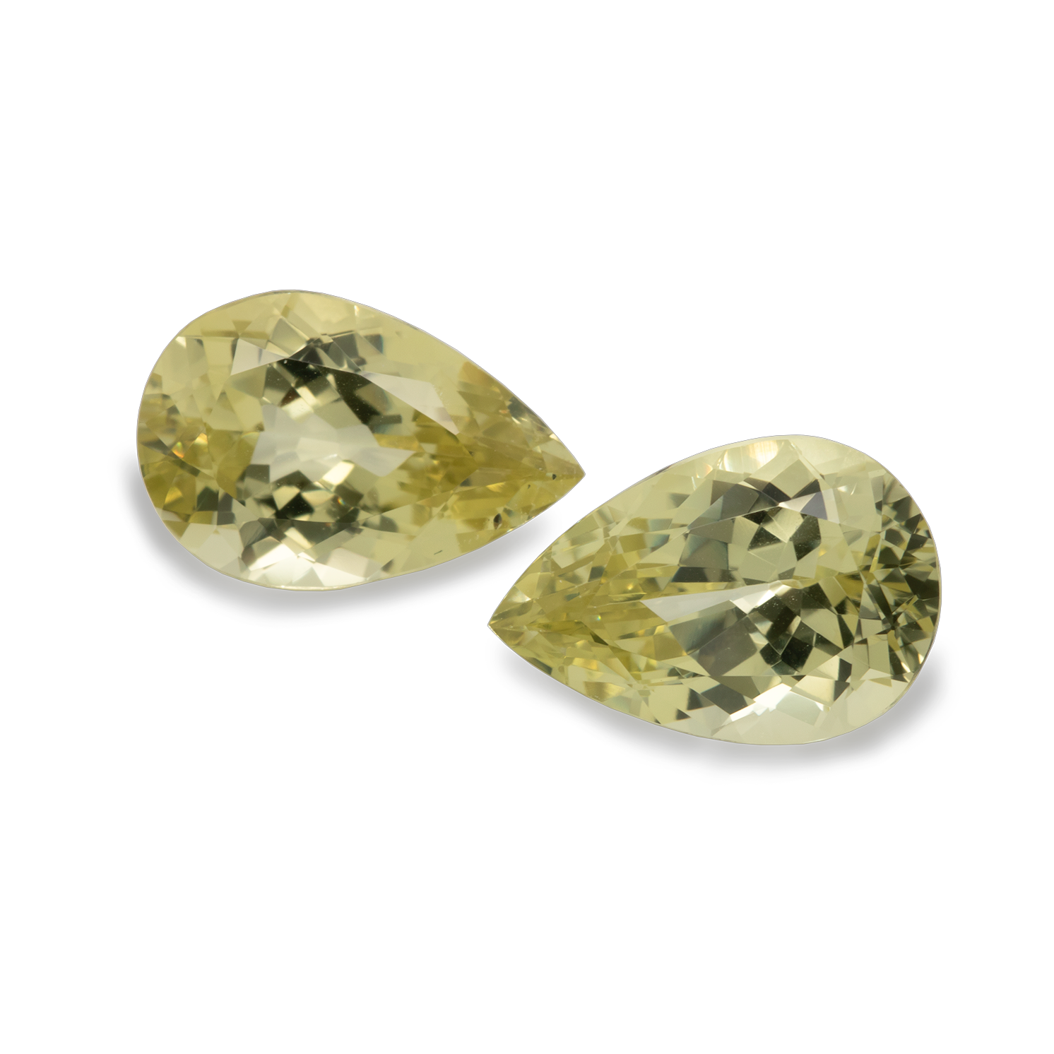 Chrysoberyll Paar - gelb, birnform, 12x8 mm, 6,92 cts, Nr. CHB12001