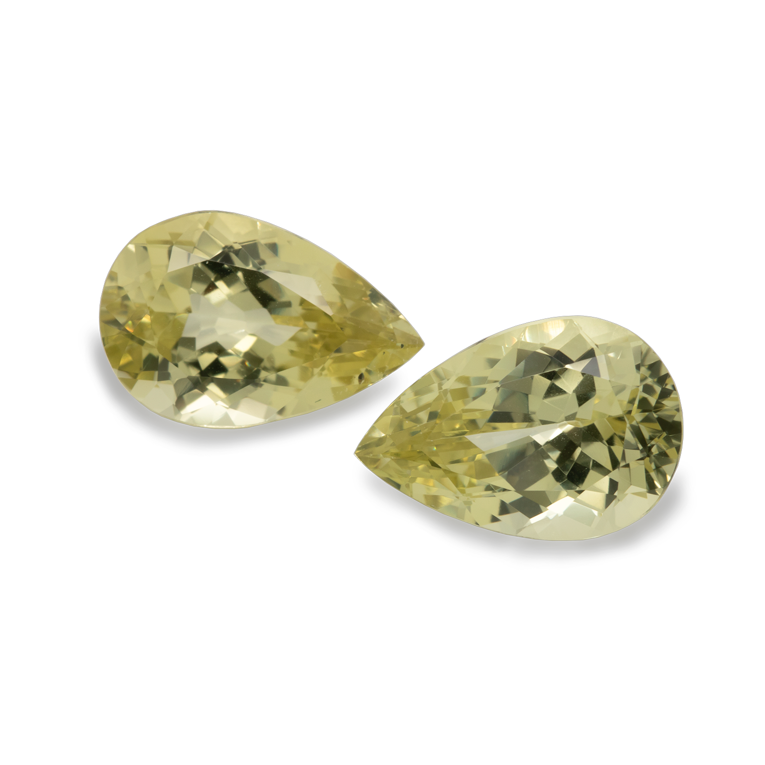 Chrysoberyl Pair - yellow, pearshape, 12x8 mm, 6.92 cts, No. CHB12001