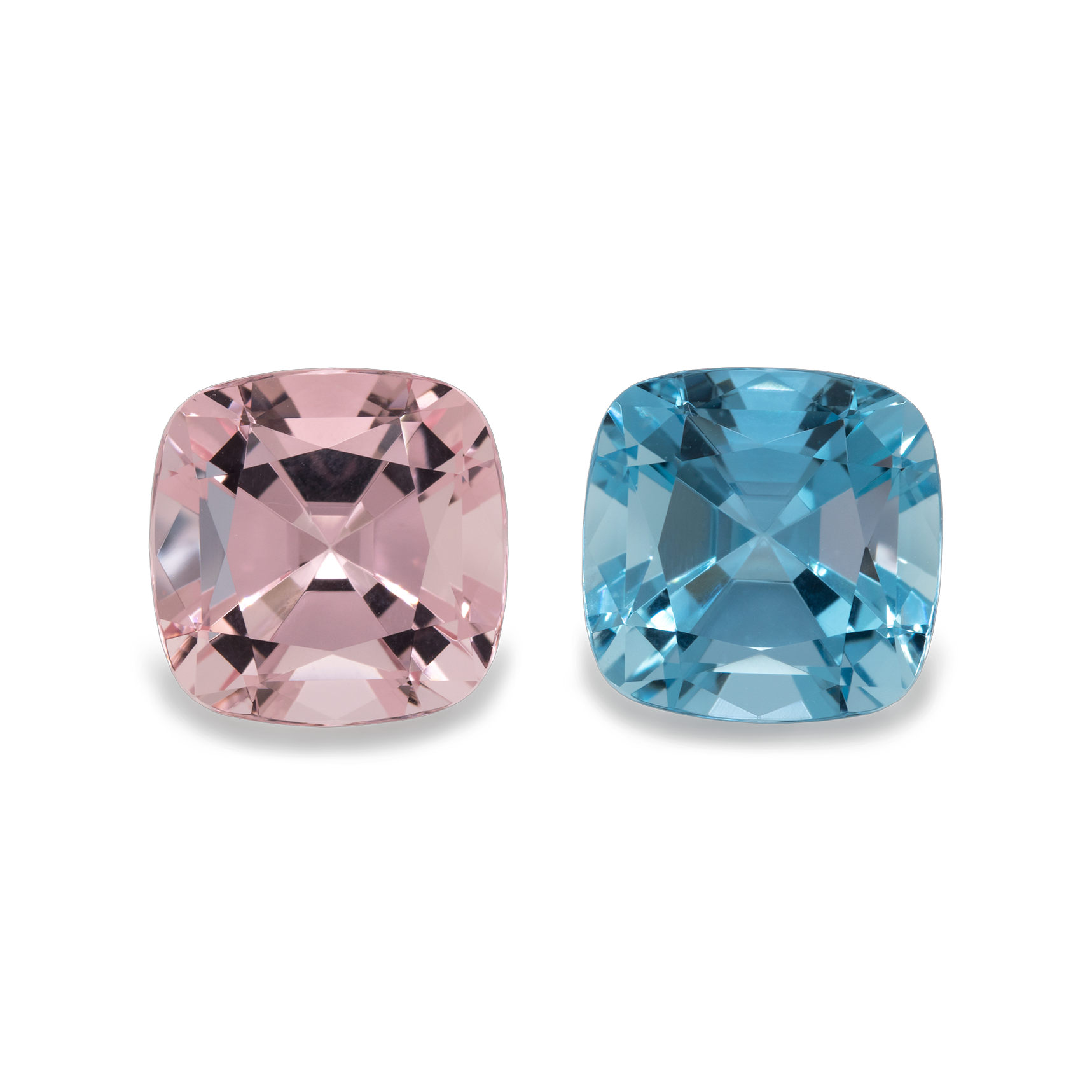 Beryll Paar - rosa/blau, antik, 11x11 mm, 10,02 cts, Nr. MO25001