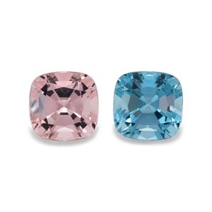 Beryll Paar - rosa/blau, antik, 11x11 mm, 10,02 cts, Nr. MO25001