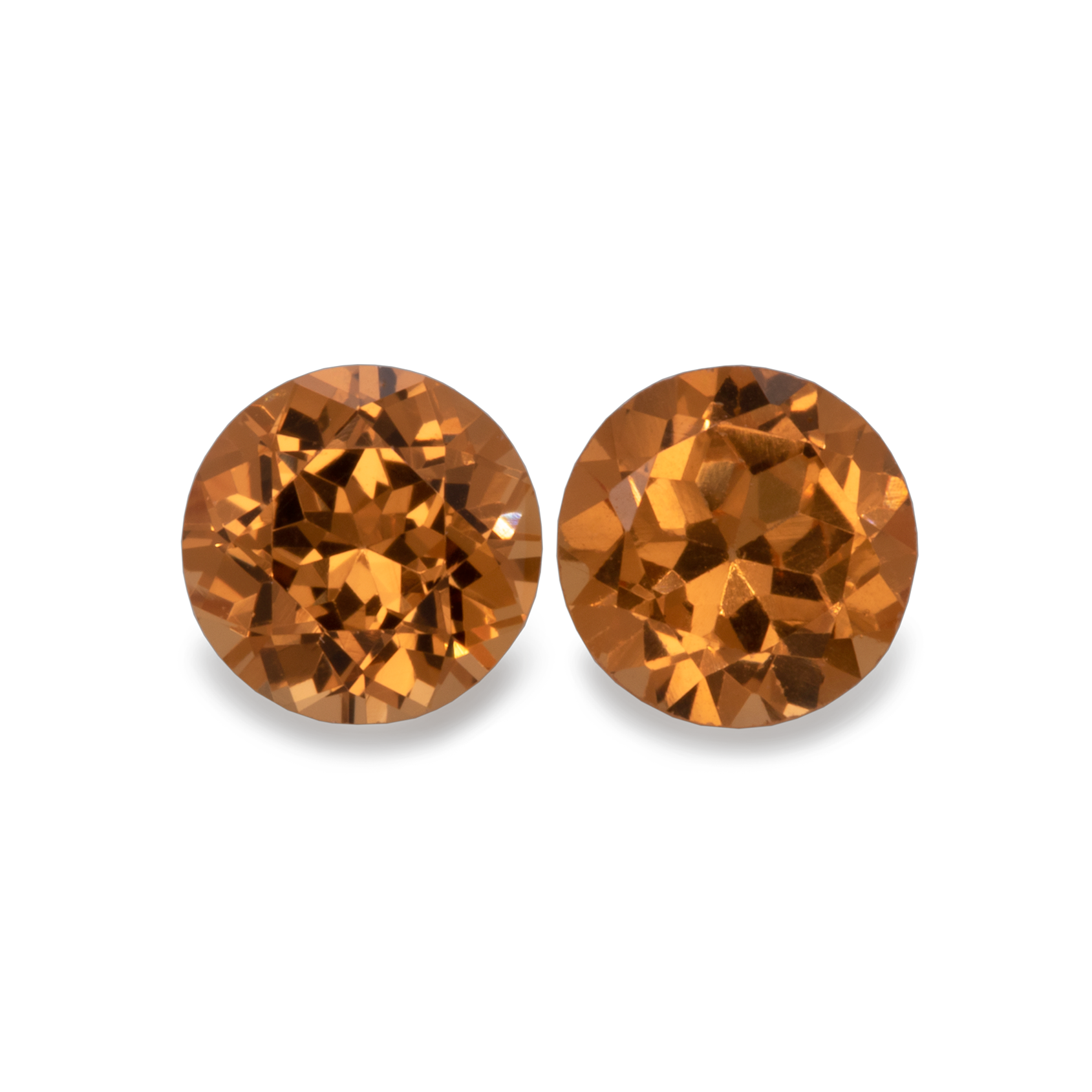 Mandarin Garnet Pair - light orange, round, 4x4 mm, 0.63-0.72 cts, No. MG21003