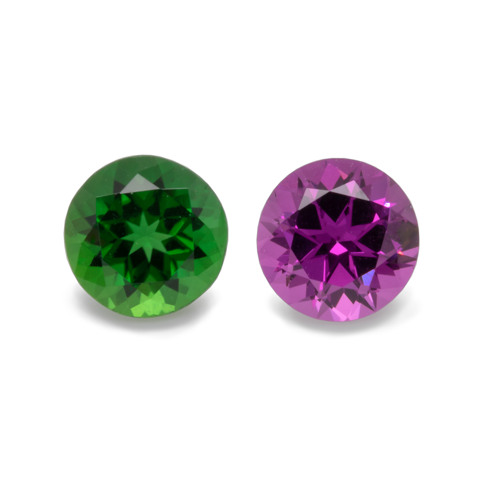 Royal Purple Garnet & Chrome Tourmaline Set - purple & green, round, 5x5 mm, 1.12 cts, No. SET99013