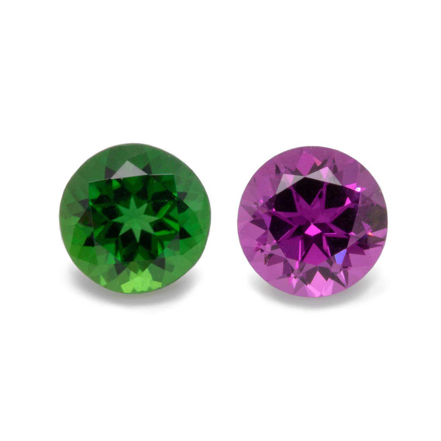 Royal Purple Garnet & Chrome Turmalin im Set - lila & grün, rund, 5x5 mm, 1,12 cts, Nr. SET99013