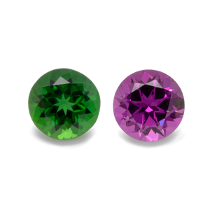 Royal Purple Garnet & Chrome Tourmaline Set - purple & green, round, 5x5 mm, 1.12 cts, No. SET99013