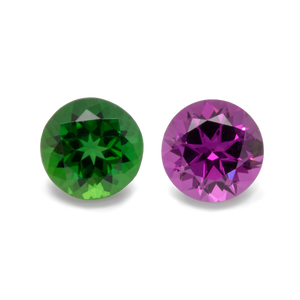 Royal Purple Garnet & Chrome Turmalin im Set - lila & grün, rund, 5x5 mm, 1,12 cts, Nr. SET99013