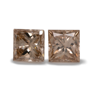 Diamant Paar - cognac, VSI1, Princess-Schliff, 4,3x4,3 mm, 0,97 cts, Nr. D14001