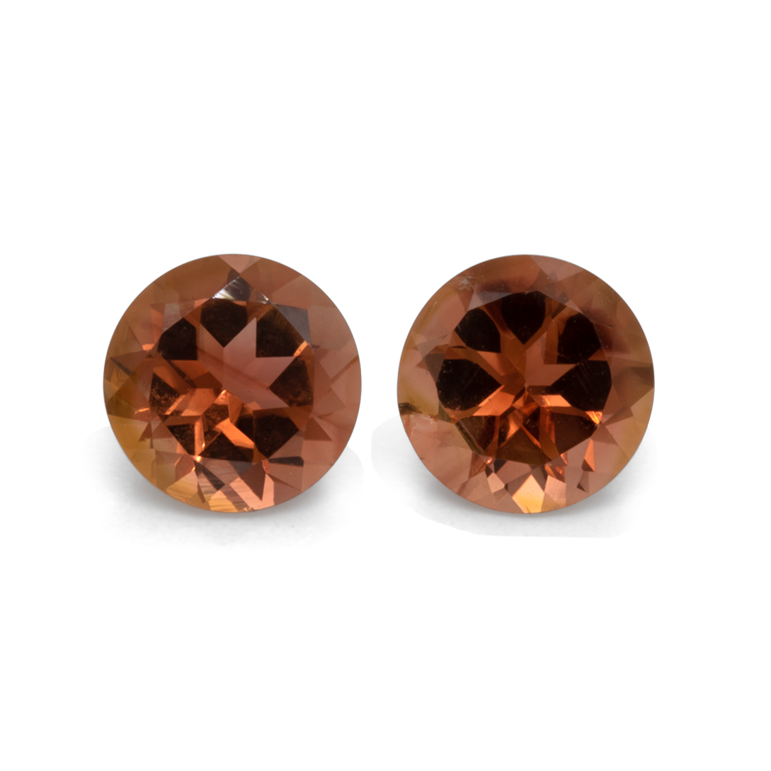 Tourmaline Pair - brown, round, 5.6x5.6 mm, 1.17 cts, No. TR10188