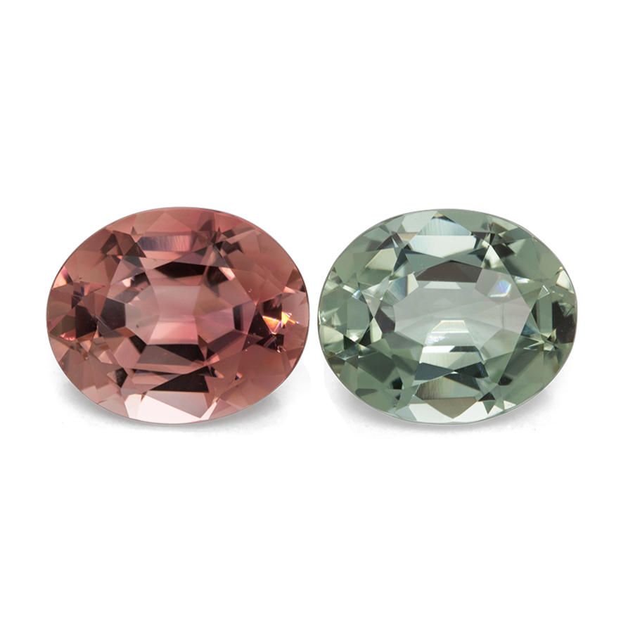 Tourmaline Set - pink & green, oval, 11x9 mm, 7.62 cts, No. SET99019