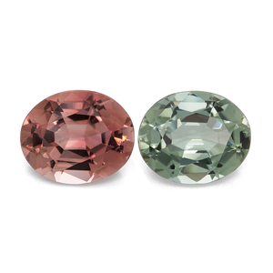 Tourmaline Set - pink & green, oval, 11x9 mm, 7.62 cts, No. SET99019