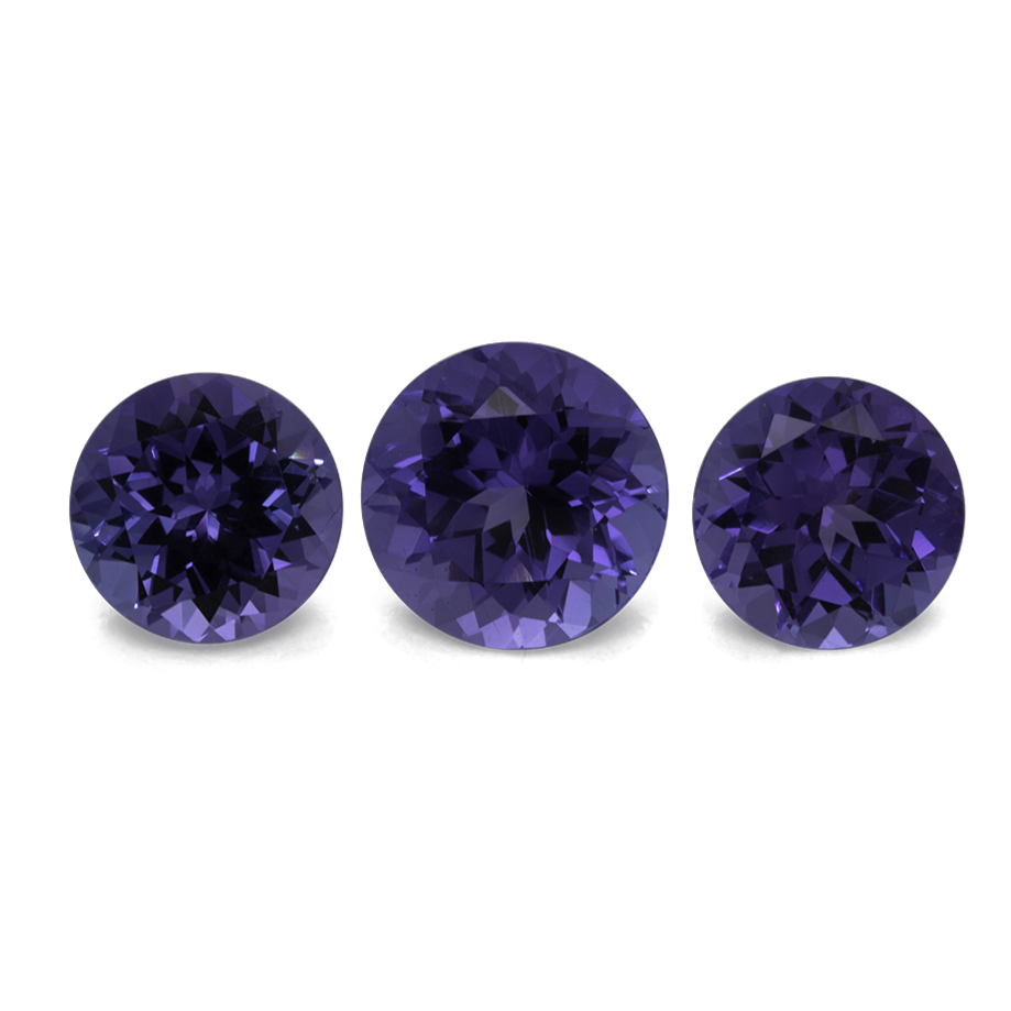 Tansanit im Set - blau, rund, 7x7 mm & 8x8 mm, 5,24 cts, Nr. SET99018