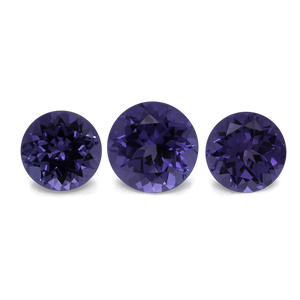 Tansanit im Set - blau, rund, 7x7 mm & 8x8 mm, 5,24 cts, Nr. SET99018