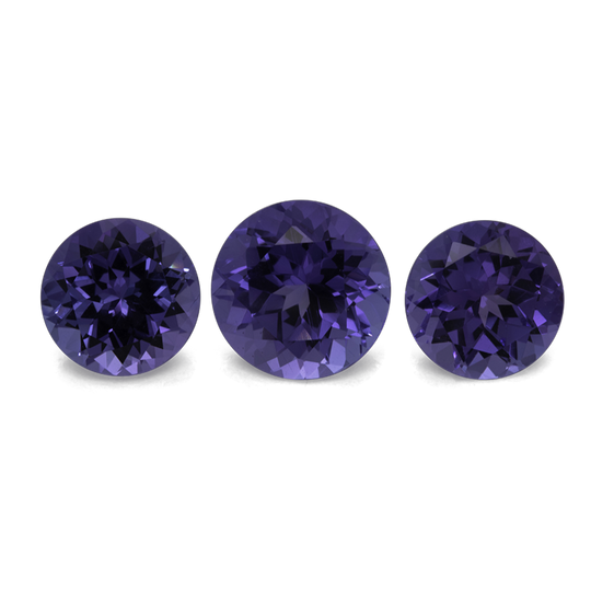 Tansanit im Set - blau, rund, 7x7 mm & 8x8 mm, 5,24 cts, Nr. SET99018