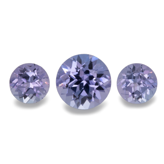 Tansanit im Set - blau, rund, 4x4 mm & 5x5 mm, 1,26 cts, Nr. SET99006