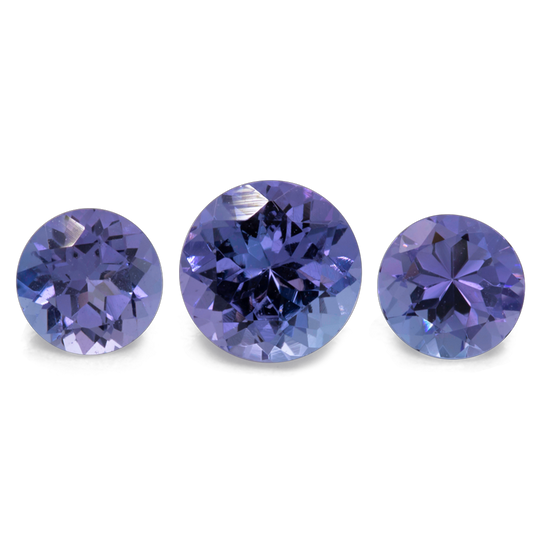 Tansanit im Set - AA, rund, 5x5 mm & 4x4 mm, 1,16 cts, Nr. SET99044