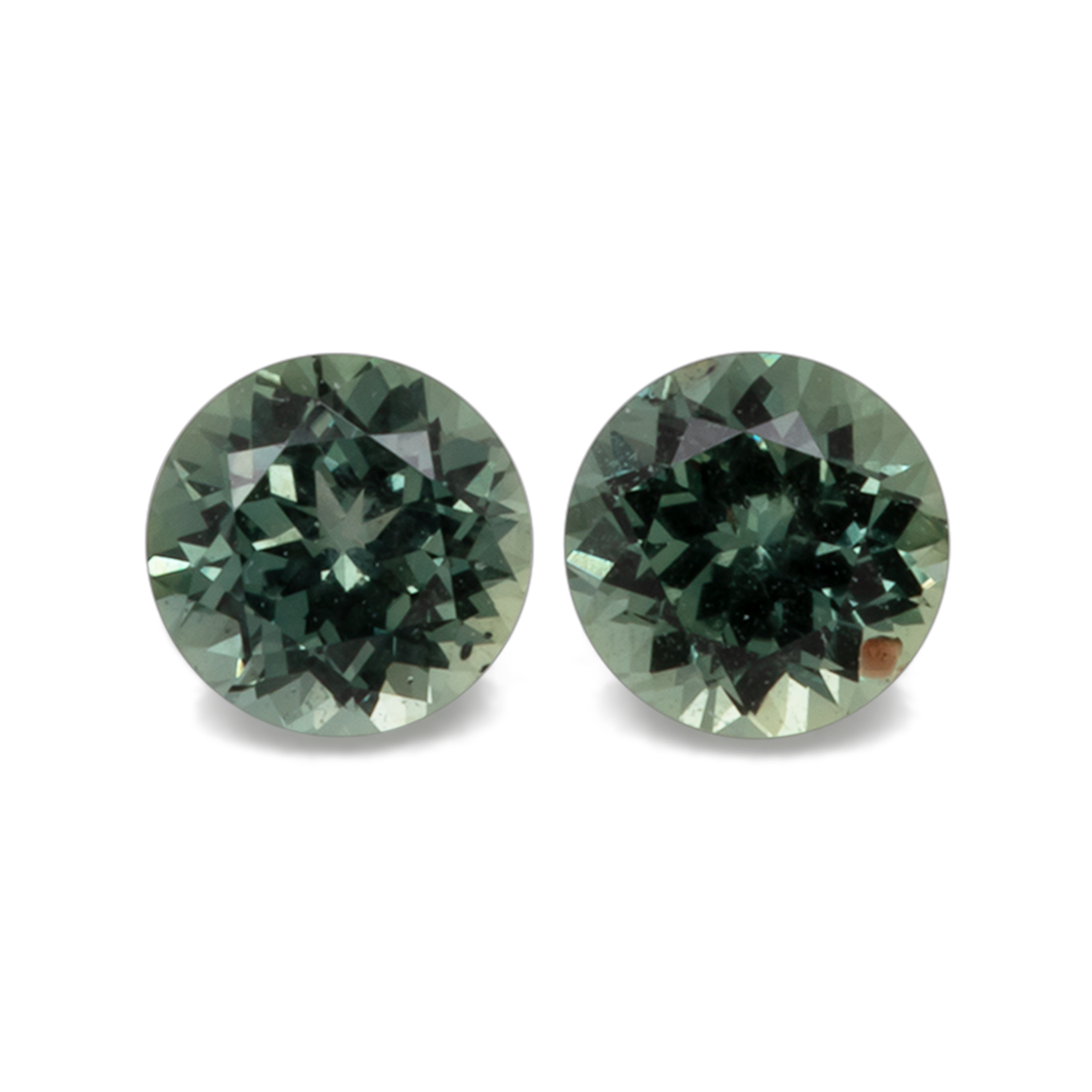 Saphir Paar - grün, rund, 4,1x4,1 mm, 0,67 cts, Nr. XSR11201