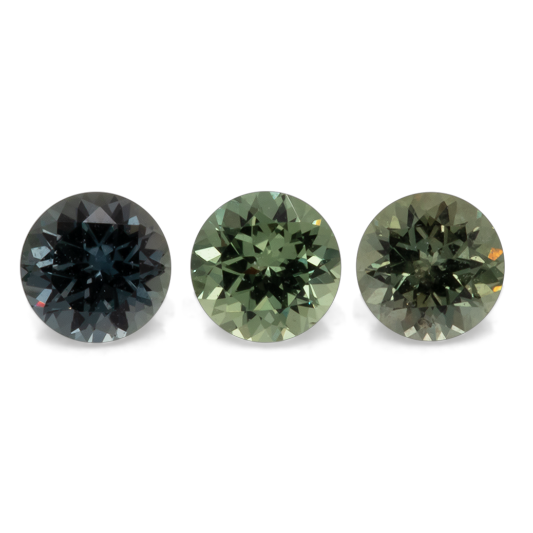 Sapphire Set - green/blue, round, 3.5x3.5 mm, 0.66 cts, No. XSR11188