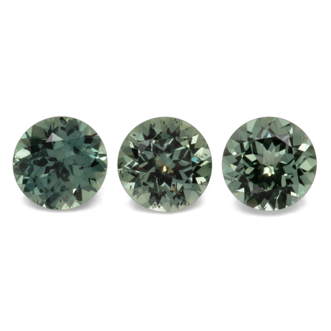 Saphir Set - blau/grün/grau, rund, 4x4 mm, 0,98 cts, Nr. XSR11198