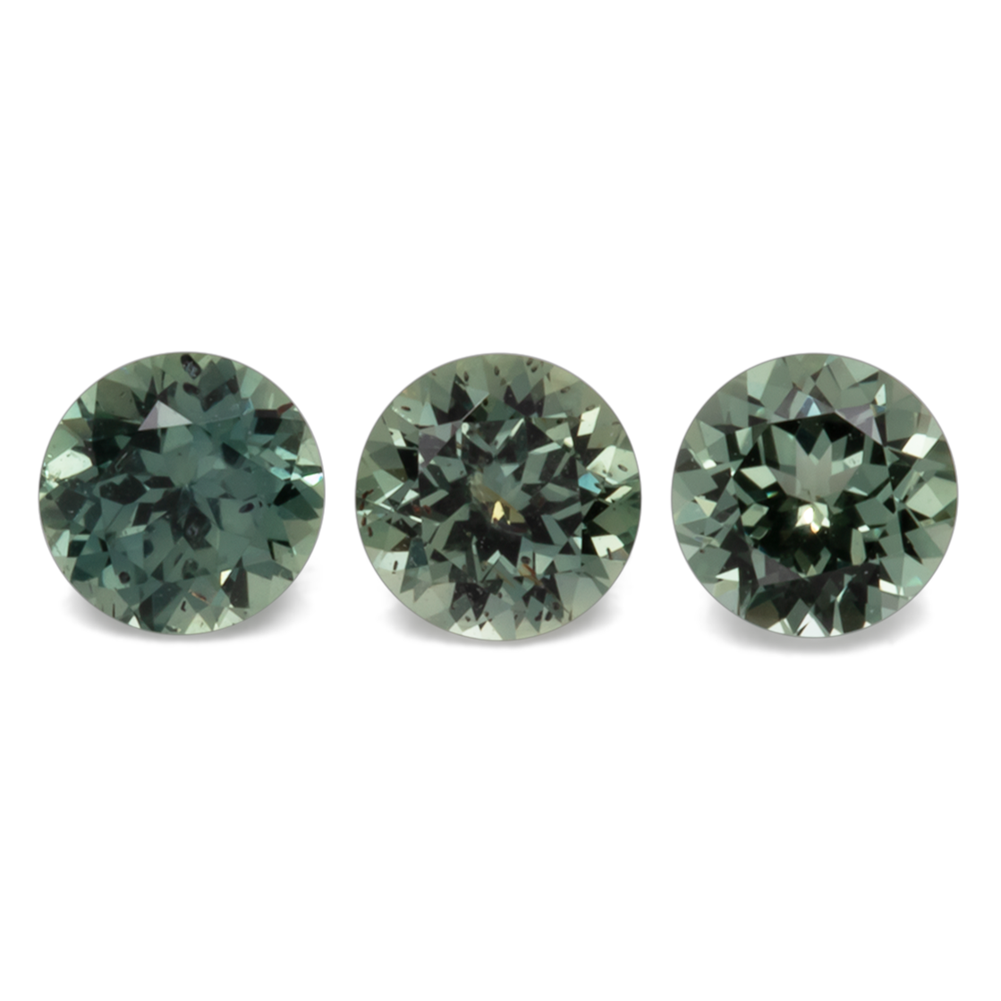 Sapphire Set - blue/green/grey, round, 4x4 mm, 0.98 cts, No. XSR11198