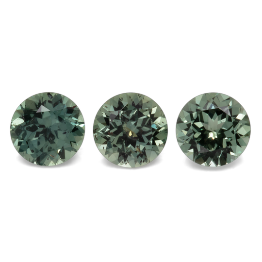 Saphir Set - blau & grün & grau, rund, 4x4 mm, 0.98 cts, Nr. XSR11198