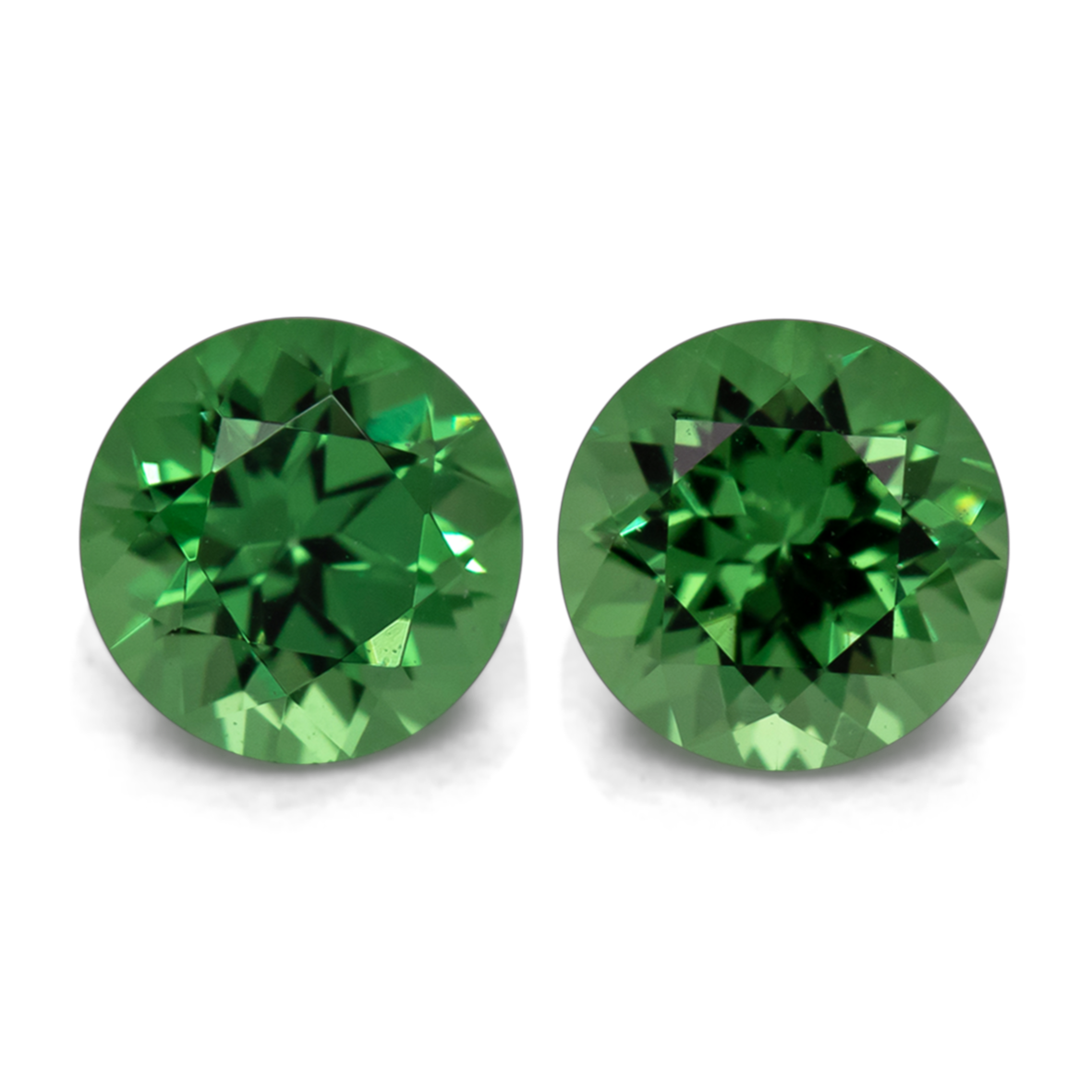 Tsavorit Paar - grün, rund, 4x4 mm, 0.57 cts, Nr. TS91009