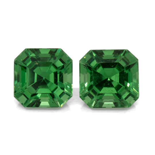 Tsavorit Paar - grün, asscher, 4x4 mm, 0.73 cts, Nr. TS91011