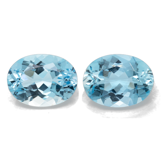 Aquamarin Paar - AA, oval, 8x6 mm, 2.14 - 2.35 cts, Nr. A99036