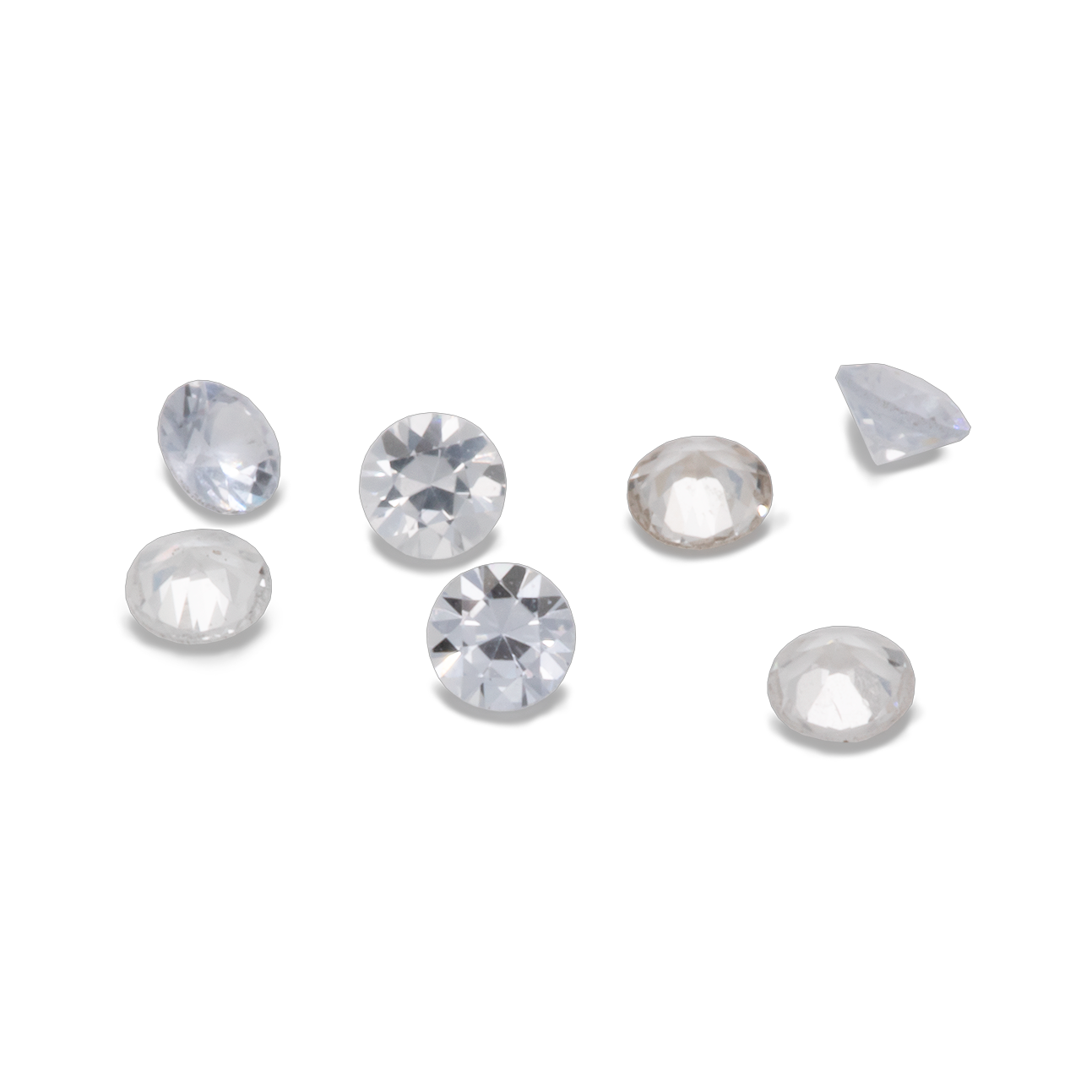 Sapphire - white, round, 1.5x1.5 mm, approx. 0.016 cts, No. XSR11103