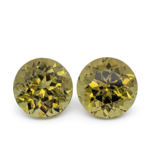 Mali Granat Paar - gelb, rund, 7.6x7.6 mm, 4.15 cts, Nr. MI10024