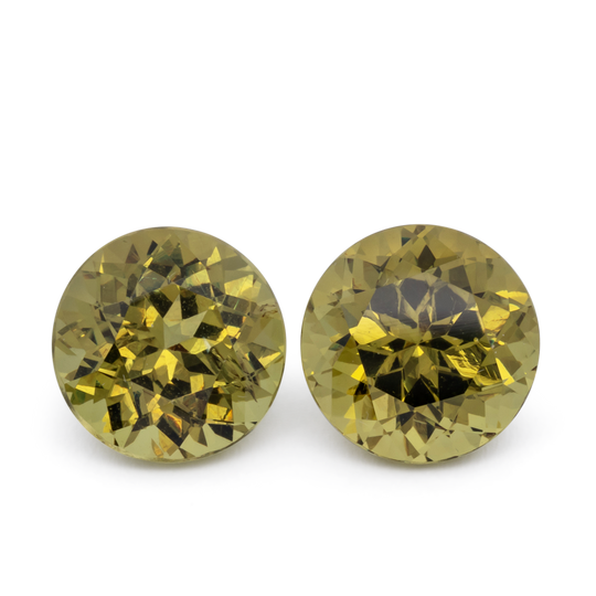 Mali Granat Paar - gelb, rund, 7.6x7.6 mm, 4.15 cts, Nr. MI10024