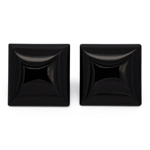Onyx Paar - schwarz, rechteck, 8x8 mm, 4.61 cts, Nr. OX10001