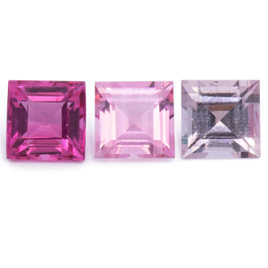 Turmalin im Set - rosa, rechteck, 5x5 mm, 1.83 cts, Nr. SET99071