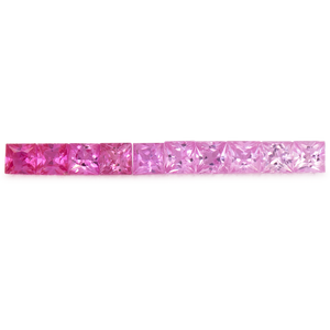 Saphir im Set - rosa, rechteck, 2.3x2.3 mm, 0.92 cts, Nr. SET99075