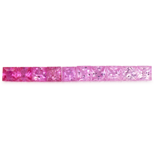 Saphir im Set - rosa, rechteck, 2.3x2.3 mm, 0.92 cts, Nr. SET99075