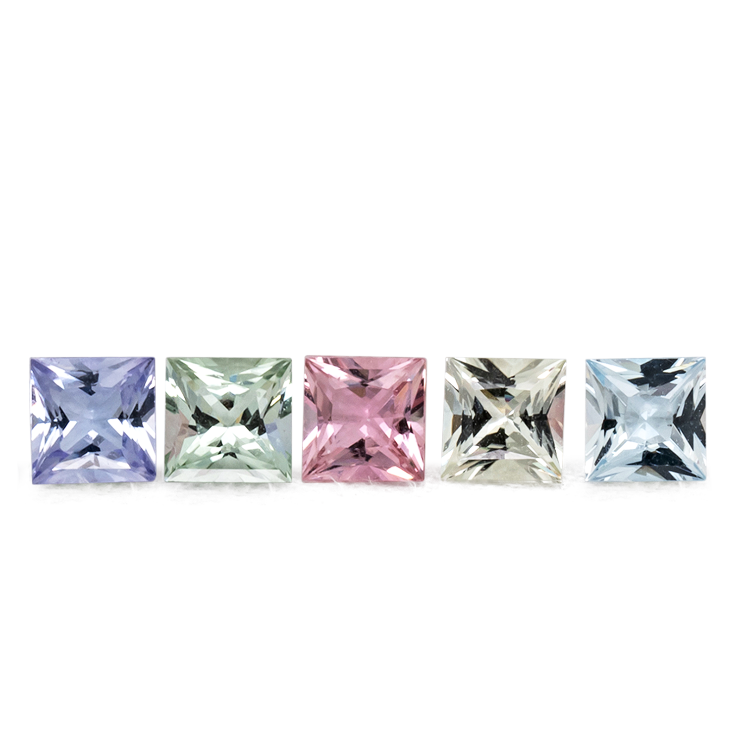 Pastellfarben im Set - bunt, rechteck, 4.5x4.5 mm, 1.97 cts, Nr. SET99076