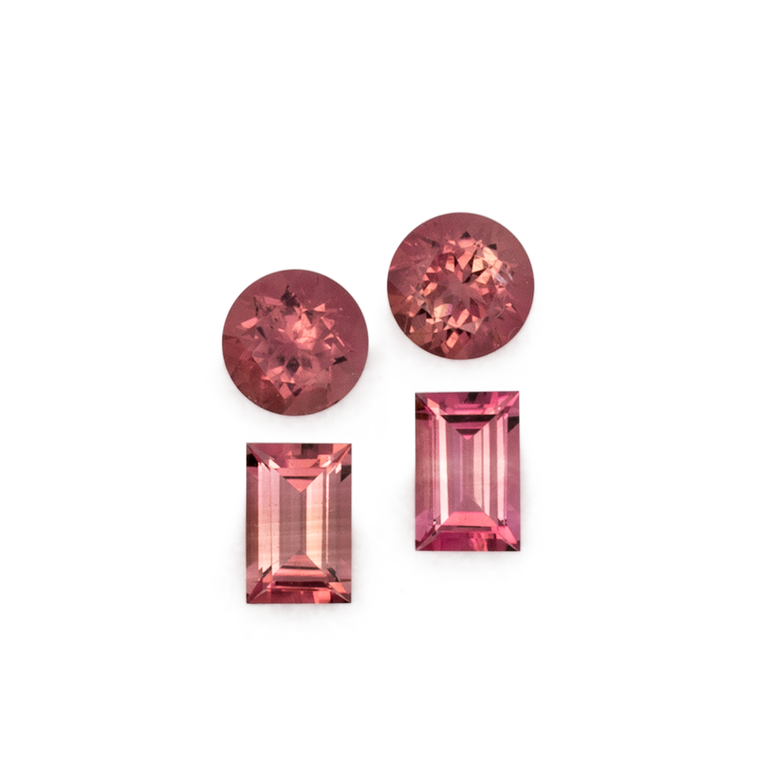 Turmalin im Set - pink & rosa, rund & baguette, 6.0x4.0 & 5.5x5.5 mm, 2.34 cts, Nr. SET99078