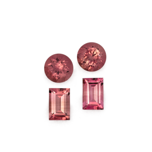 Turmalin im Set - pink & rosa, rund & baguette, 6.0x4.0 & 5.5x5.5 mm, 2.34 cts, Nr. SET99078