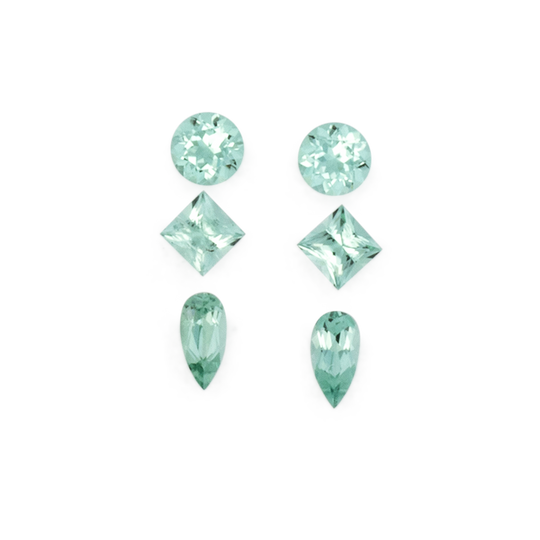 Turmalin im Set - blau & grün, rund & birnform & rechteck, 3.0x3.0 & 2.5x2.5 & 4.0x2.0 mm, 0.51 cts, Nr. SET99087